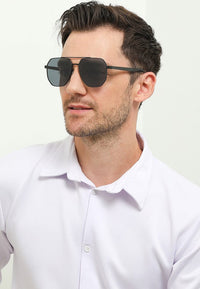 Polarized Stainless Frame OffDuty Aviator Sunglasses - Black Black