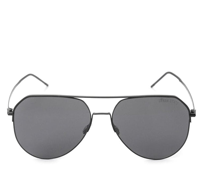 Polarized Stainless Frame RoadLine Aviator Sunglasses - Black Black