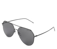 Polarized Stainless Frame RoadLine Aviator Sunglasses - Black Black
