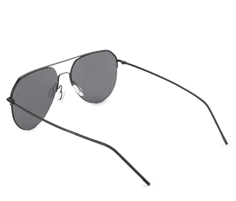 Polarized Stainless Frame RoadLine Aviator Sunglasses - Black Black