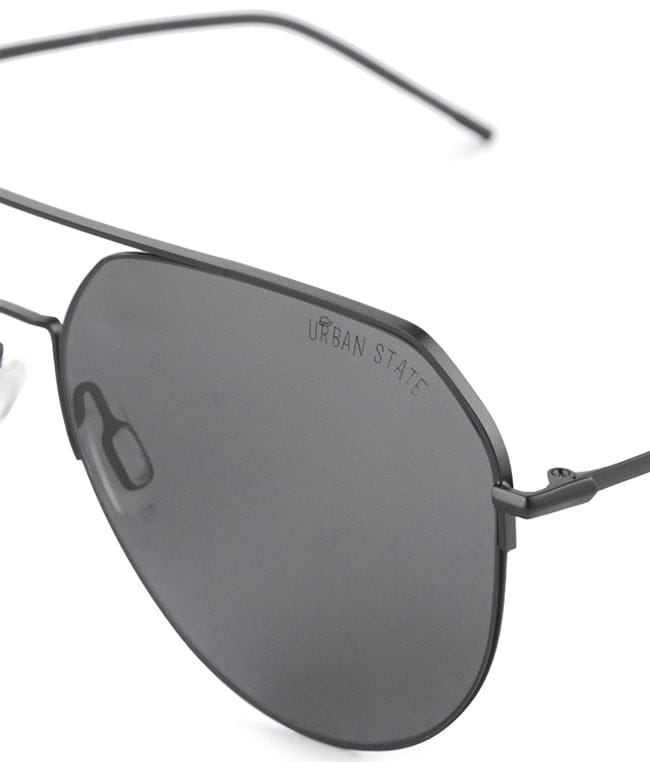 Polarized Stainless Frame RoadLine Aviator Sunglasses - Black Black