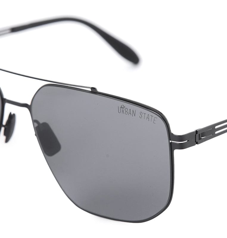 Polarized Stainless Frame StormGuard Aviator Sunglasses - Black Black