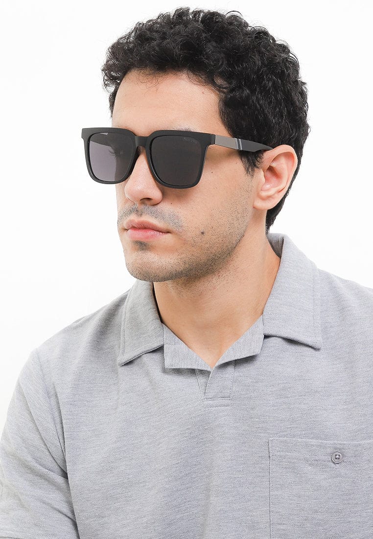 Polarized Plastic Frame Eco Square Sunglasses - Black Black