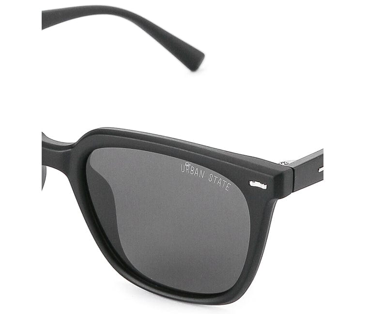 Polarized Plastic Frame Emery Square Sunglasses - Black Black