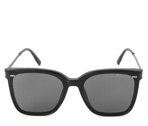 Polarized Plastic Frame Lesca Square Sunglasses - Black Black