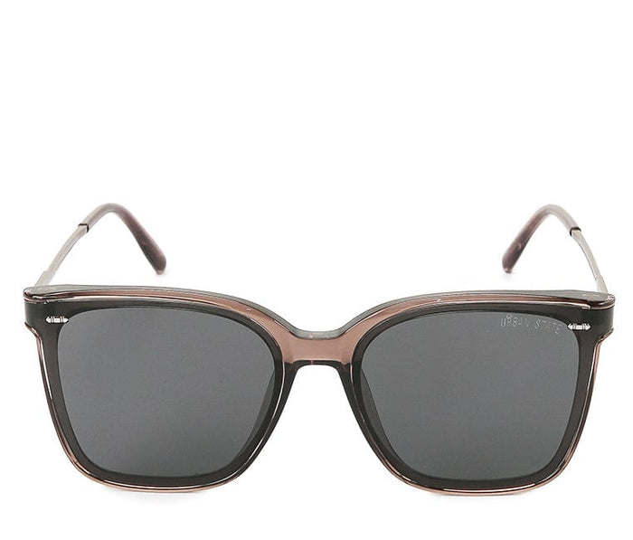 Polarized Plastic Frame Lesca Square Sunglasses - Black Clear