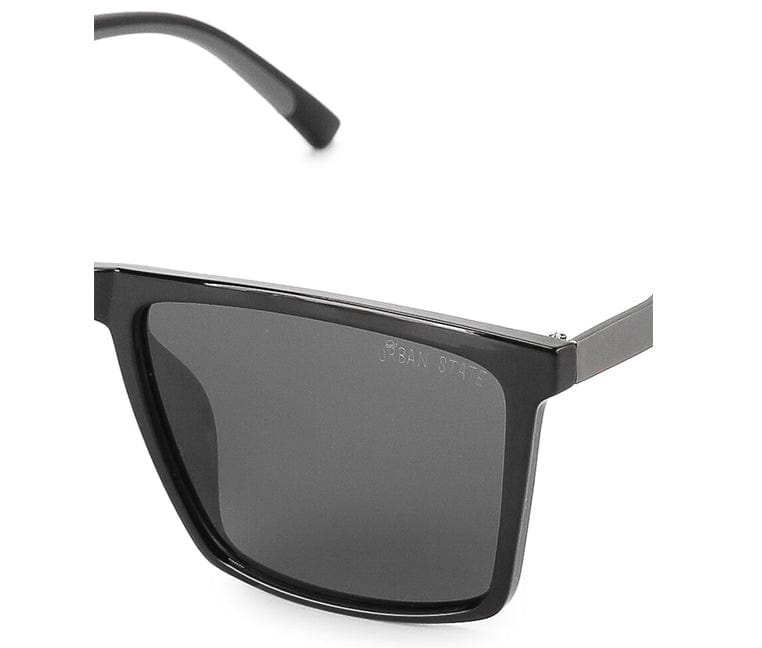 Polarized Plastic Frame Vast Square Sunglasses - Black Black