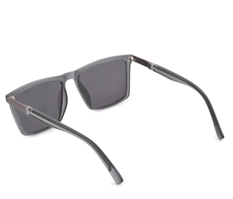 Polarized Plastic Frame Vast Square Sunglasses - Black Grey