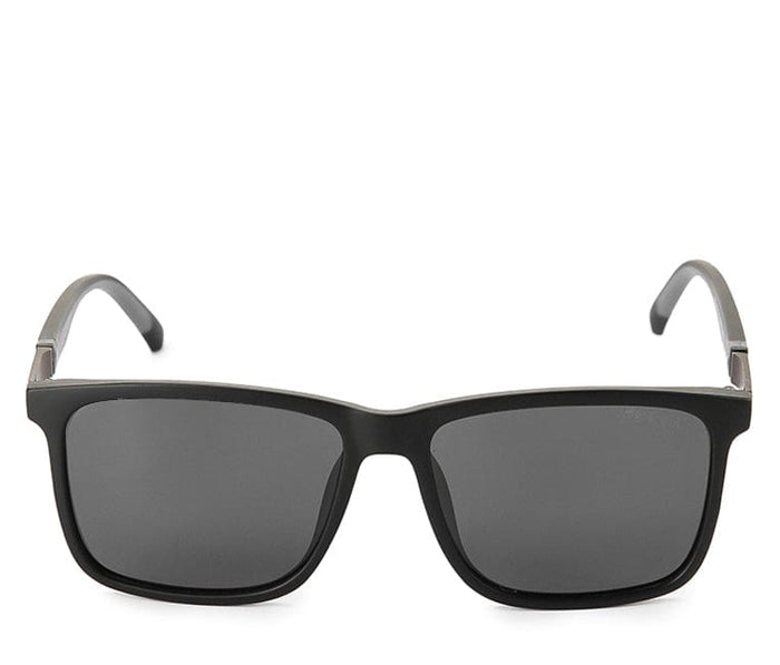 Polarized Plastic Frame Meta Square Sunglasses - Black Black