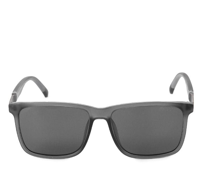 Polarized Plastic Frame Meta Square Sunglasses - Black Grey
