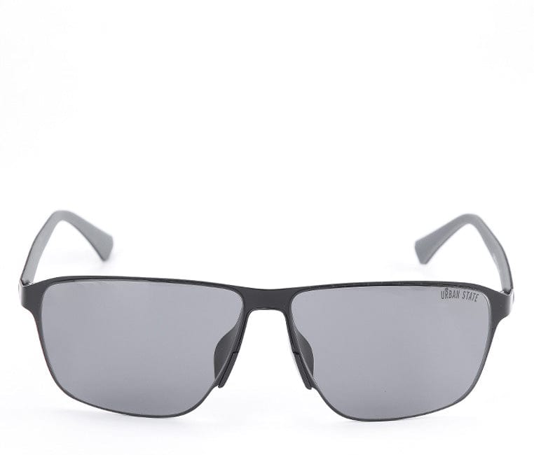 Polarized Stainless Frame Shoreline Square Sunglasses- Black Black