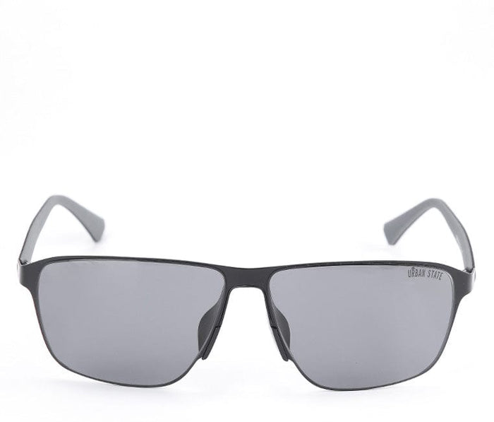 Polarized Stainless Frame Shoreline Square Sunglasses- Black Black