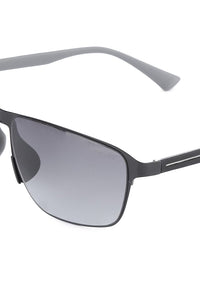 Polarized Stainless Frame Shoreline Square Sunglasses- Multi Black