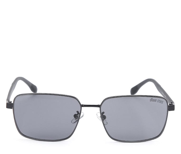 Polarized Stainless Frame Classic Square Sunglasses - Black Black