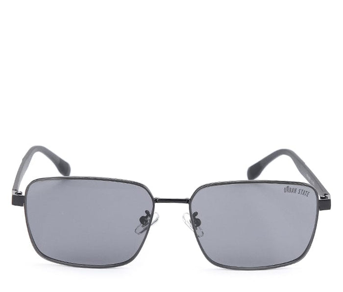 Polarized Stainless Frame Classic Square Sunglasses - Black Black