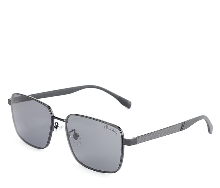 Polarized Stainless Frame Classic Square Sunglasses - Black Black