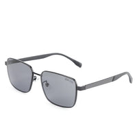 Polarized Stainless Frame Classic Square Sunglasses - Black Black