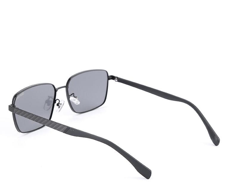 Polarized Stainless Frame Classic Square Sunglasses - Black Black