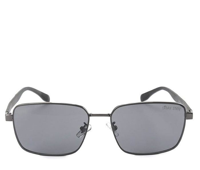Polarized Stainless Frame Classic Square Sunglasses - Black Silver