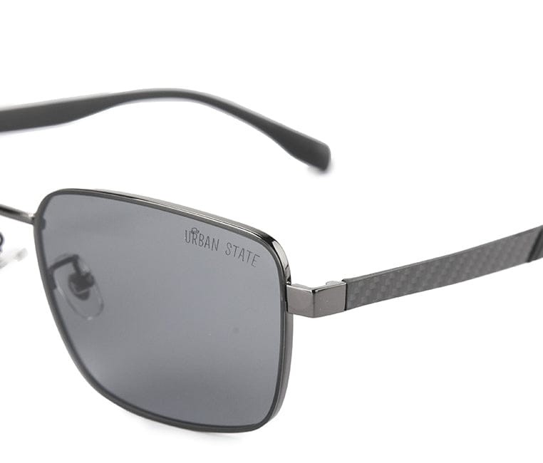 Polarized Stainless Frame Classic Square Sunglasses - Black Silver