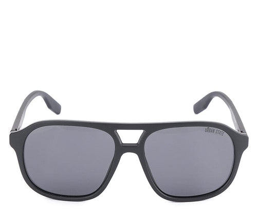 Polarized Plastic Frame Browline Square Sunglasses - Black Matte