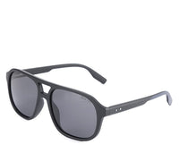Polarized Plastic Frame Browline Square Sunglasses - Black Matte