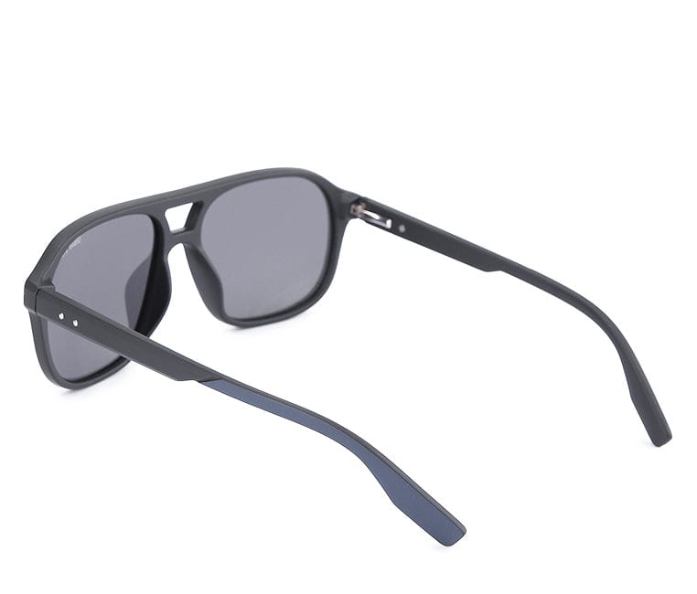 Polarized Plastic Frame Browline Square Sunglasses - Black Matte