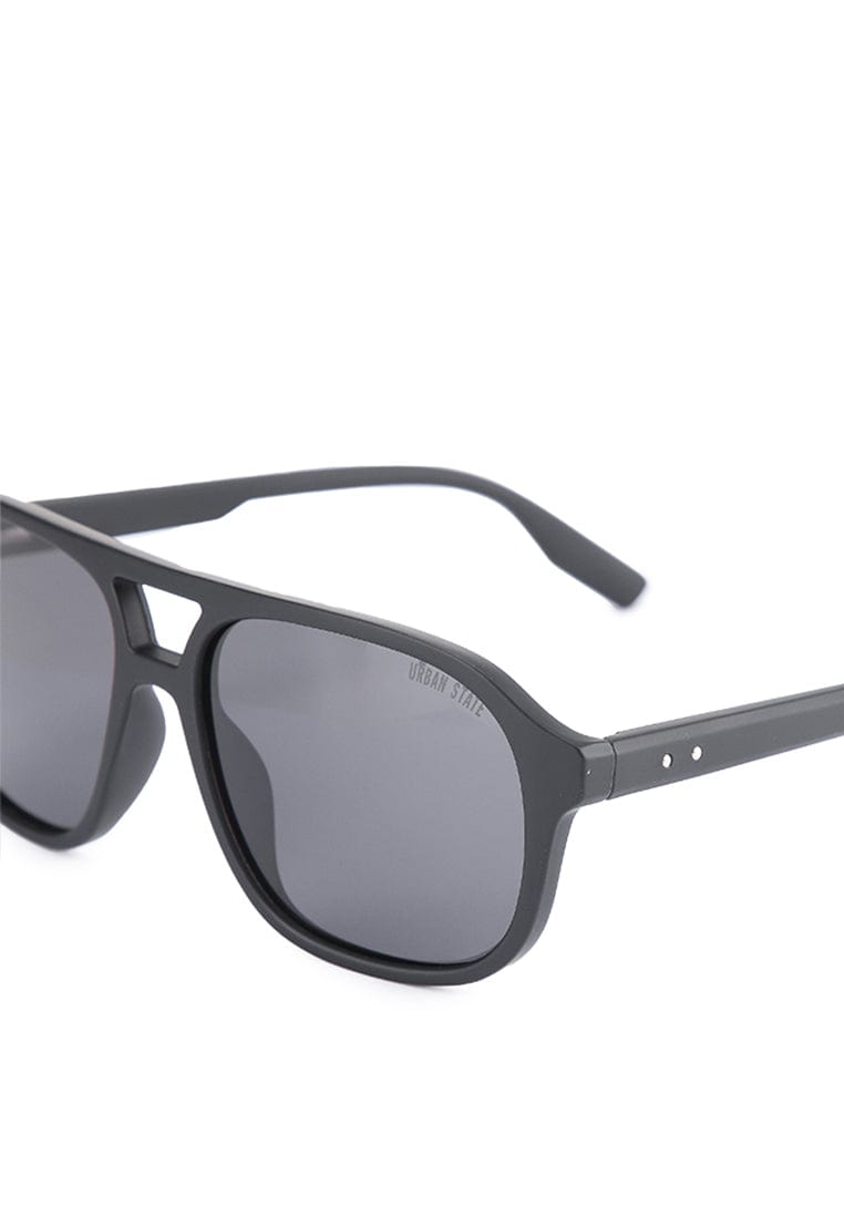 Polarized Plastic Frame Browline Square Sunglasses - Black Matte