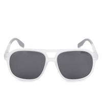 Polarized Plastic Frame Browline Square Sunglasses - Black Clear