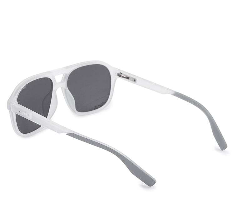 Polarized Plastic Frame Browline Square Sunglasses - Black Clear