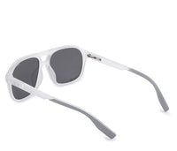 Polarized Plastic Frame Browline Square Sunglasses - Black Clear