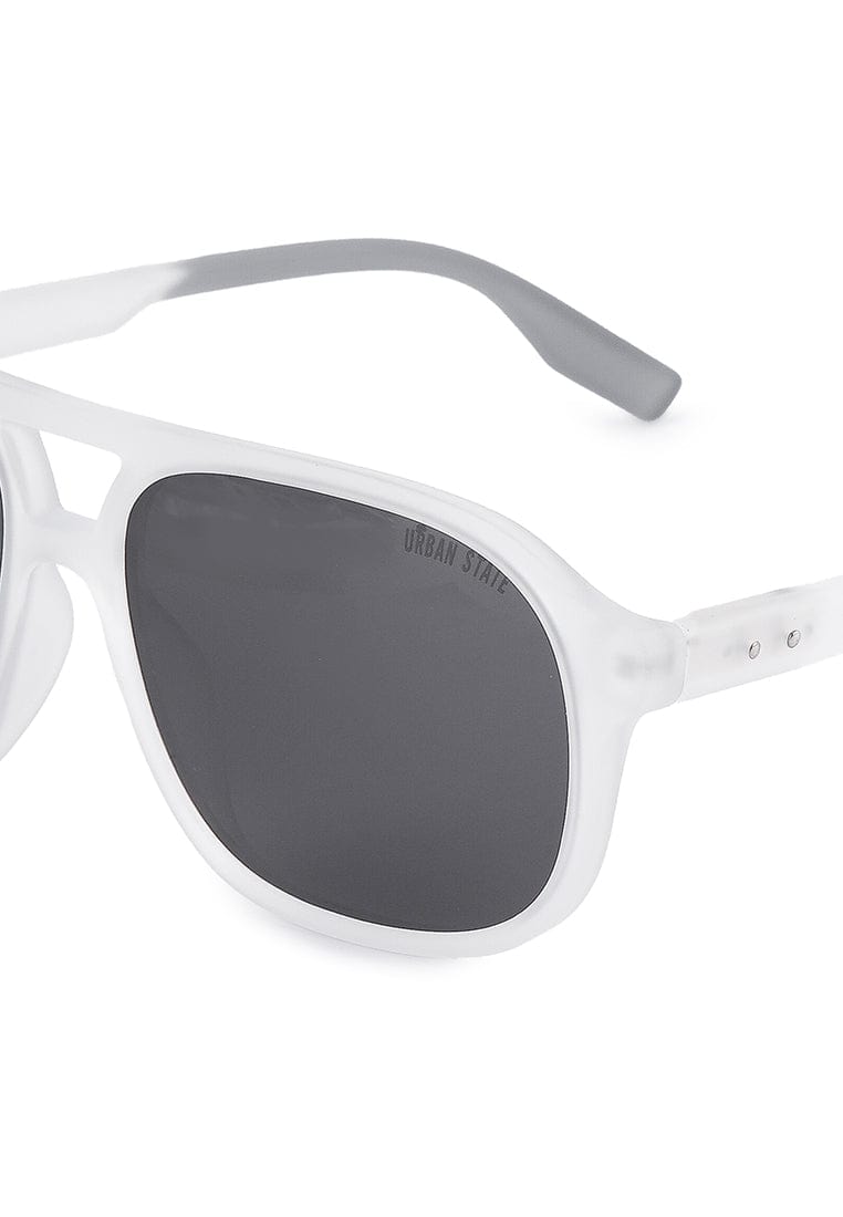 Polarized Plastic Frame Browline Square Sunglasses - Black Clear