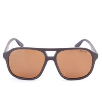 Polarized Plastic Frame Browline Square Sunglasses - Brown Matte