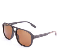 Polarized Plastic Frame Browline Square Sunglasses - Brown Matte