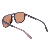 Polarized Plastic Frame Browline Square Sunglasses - Brown Matte