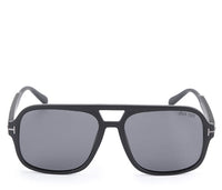 Polarized Plastic Frame Double Bridge Square Sunglasses - Black Matte