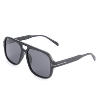 Polarized Plastic Frame Double Bridge Square Sunglasses - Black Matte