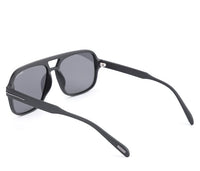 Polarized Plastic Frame Double Bridge Square Sunglasses - Black Matte
