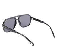 Polarized Plastic Frame Double Bridge Square Sunglasses - Black Glossy