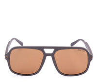 Polarized Plastic Frame Double Bridge Square Sunglasses - Brown Matte