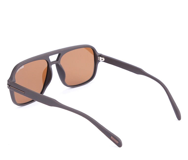 Polarized Plastic Frame Double Bridge Square Sunglasses - Brown Matte