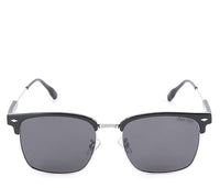 Polarized Stainless Frame Clubmaster Square Sunglasses - Black Black