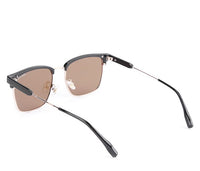 Polarized Stainless Frame Clubmaster Square Sunglasses - Brown Black