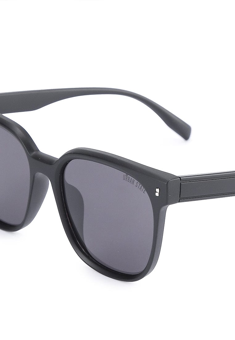 Polarized Plastic Frame Flyer Square Sunglasses - Black Matte