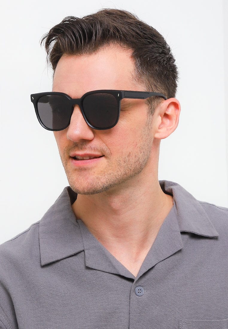 Polarized Plastic Frame Flyer Square Sunglasses - Black Matte