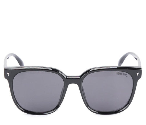 Polarized Plastic Frame Flyer Square Sunglasses - Black Glossy