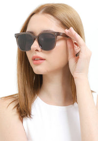 Polarized Plastic Frame Flyer Square Sunglasses - Black Brown