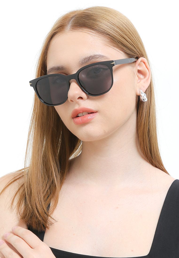 Polarized Plastic Frame Navigator Square Sunglasses Black Glossy