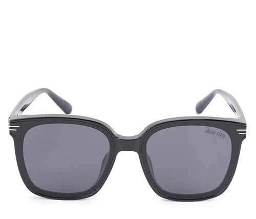 Polarized Plastic Frame Wood Square Sunglasses - Black Glossy