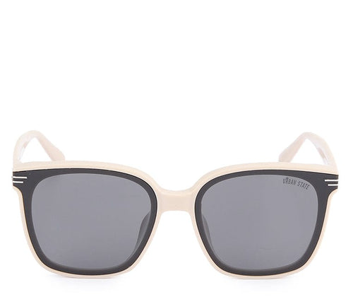 Polarized Plastic Frame Wood Square Sunglasses - Black Cream